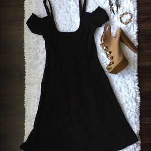 Urban Outfitters Cold-Shoulder Knit Black Dress